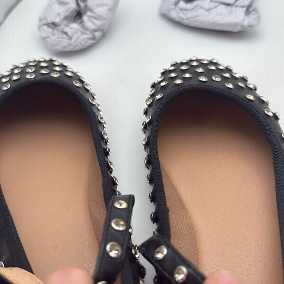 CUSHIONAIRE Flashy Women’s Bling Studded Mary Jane Flats SIZE 7 BLACK EMBELLISH - Picture 12 of 12
